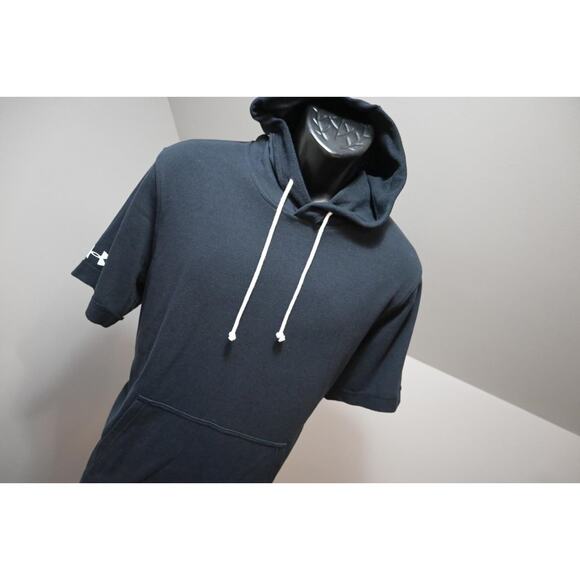Under Armour Short Sleeve Hoodie Sweat Shirt Loose Cotton Blend Mens Sz Large - Picture 1 of 11